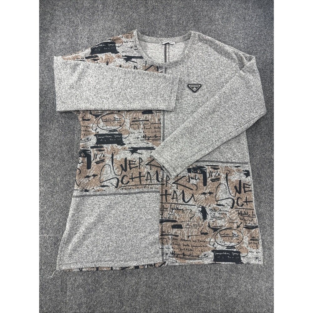 GORGO Abstract Graphic Knit Sweater Gray Graffiti Pullover Women’s 46 EU